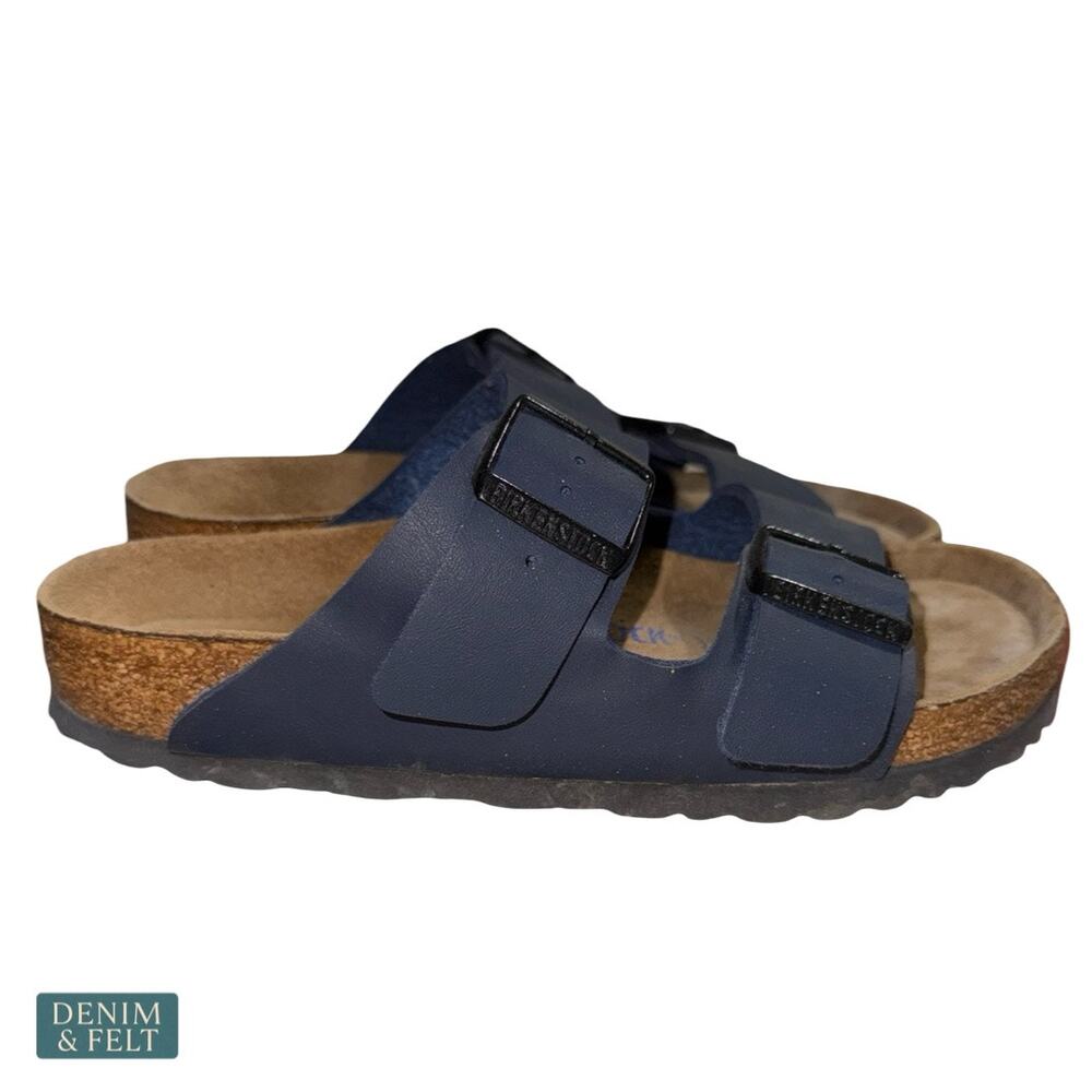 Birkenstock Arizona Soft‎ Footbed Blue Birko Flor Double Strap Comfort Sandals - Picture 10 of 12